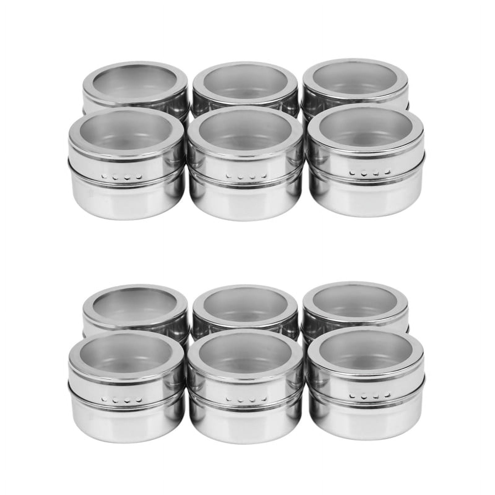 12Pcs / Set Clear Lid Spice Jar Stainless Steel Spice Sauce