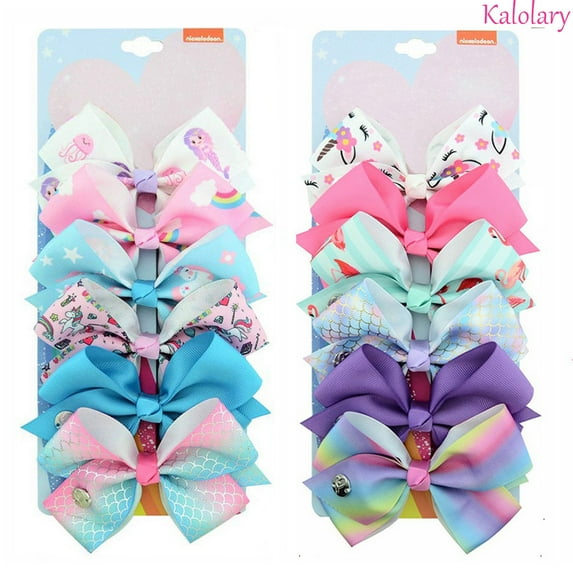 12Pcs/Set Kalolary Hair Bows Alligator Clips, 5 Inches Unicorn Grosgrain Ribbon Hair Barrettes Accessories