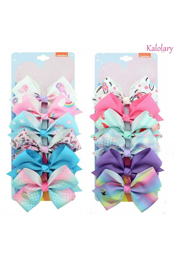 12Pcs/Set Kalolary Hair Bows Alligator Clips, 5 Inches Unicorn Grosgrain Ribbon Hair Barrettes Accessories