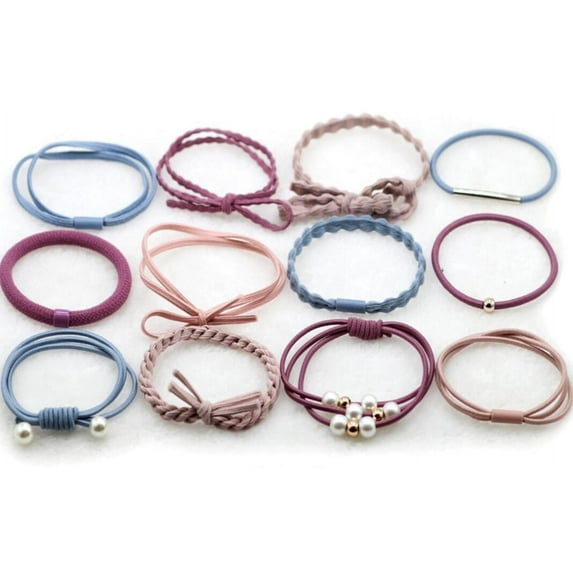 12Pcs/Set Korean Womens Elastic Ponytail Holder Rope Hair Tie Ring Hairband Band