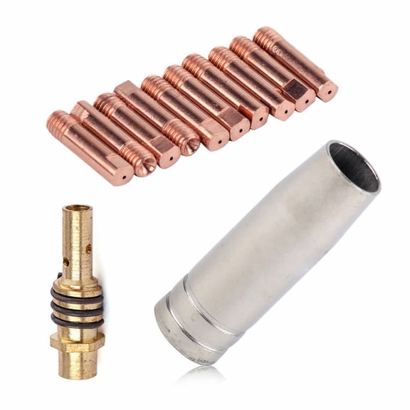12Pcs/Set Mb 15Ak Mig/Mag Welding Contact Tips 0.8X25Mm M6 Gas-Nozzle Tip Holder Gas Diffuser Connector Rod And Nozzle-Shroud Smile Home