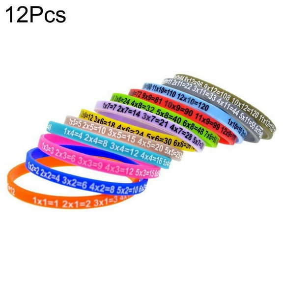 12Pcs/Set Multiplication Tables Silicone Bracelet Learn Math Wristband Lot I1
