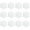 thumbnail image 1 of 12Pcs/Set White Snowflake Ornaments Plastic Glitter Snow Flakes Ornaments for Winter Christmas Tree Decorations Craft Snowflakes, 1 of 7