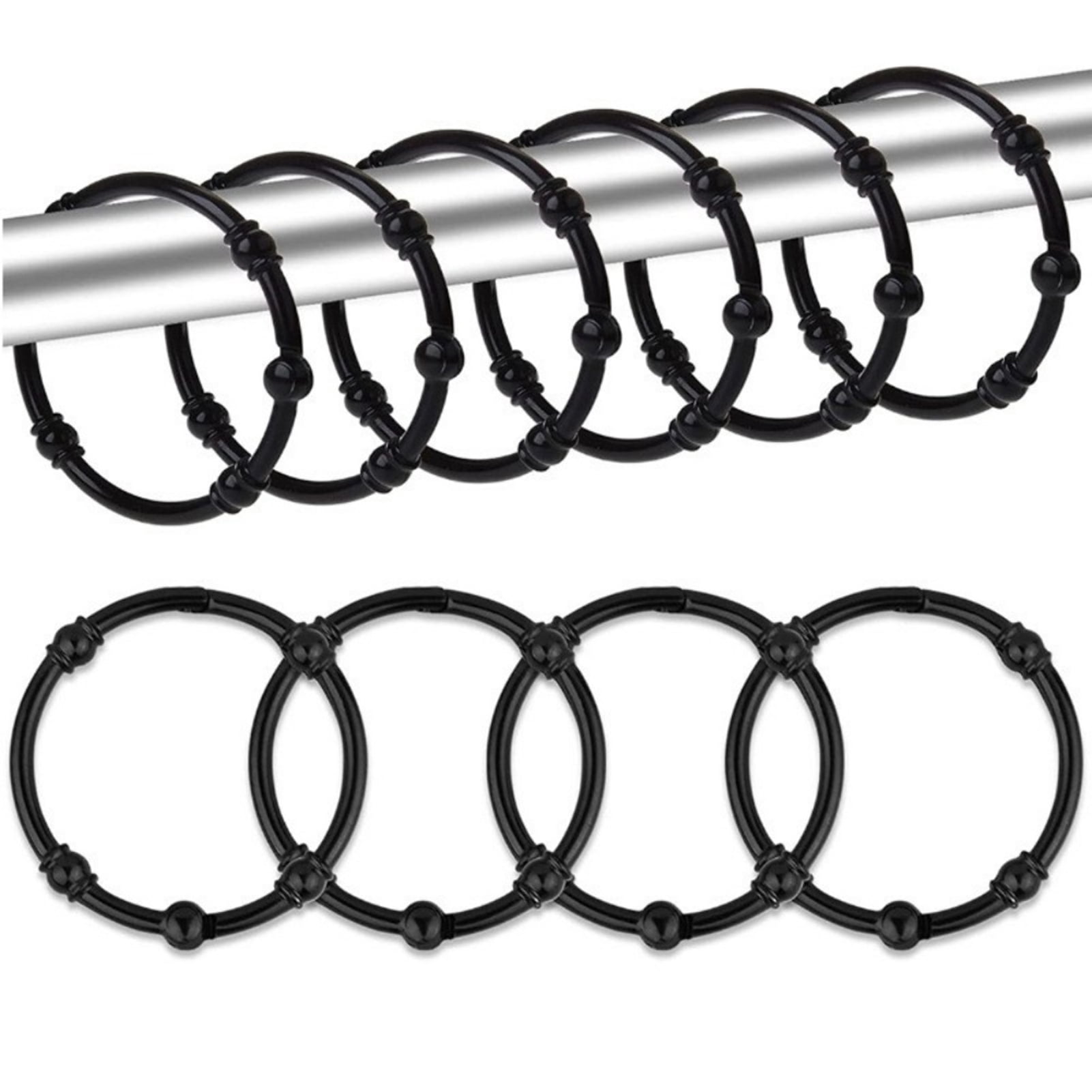 12-Pack Rose Gold Shower Curtain Hooks - Metal, Rustproof, Decorative Rings For Bathroom Curtains