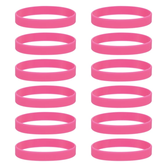 12Pcs Silicone Rubber Bands Non-slip 4 Inch Flat for Books, Pink