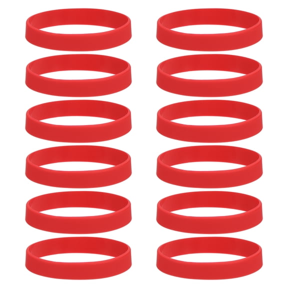 12Pcs Silicone Rubber Bands Non-slip 4 Inch Flat for Books, Red