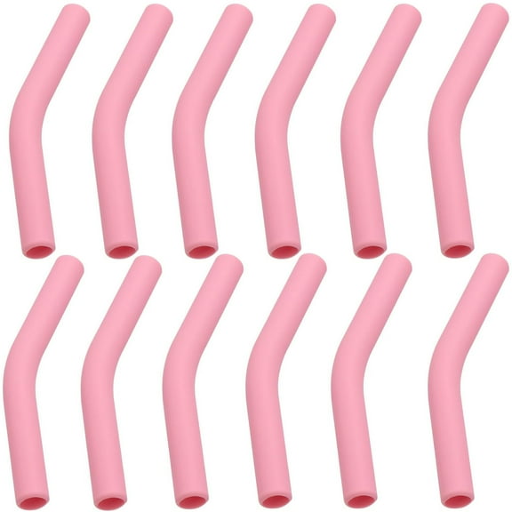 12Pcs Silicone Straw Tips,Bexikou Pink Silicone Straw Cover Rubber Straw Tips Suitable for Stainless Steel Metal Straws 0.31Inch Wide(8Mm Outdiameter)