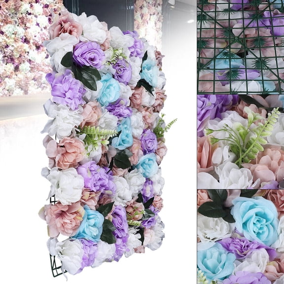 12Pcs Artificial Silk Flower Wall Panel Garden Backyard Fence Wall Mounted Privacy Screen Wedding Party Decor Grid Back