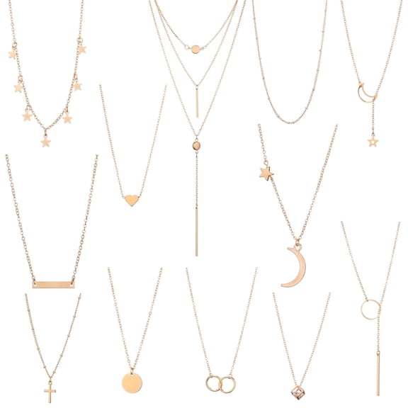 12Pcs Simple Gold Chain Necklace Multilayer Choker Necklaces Set for Women