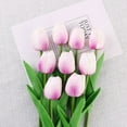 thumbnail image 1 of 12Pcs Simulated Tulips, Cyenie White Purple 6 Bunches of Artificial Decorative Tulips, Artificial Flower Decorative Centerpiece for Living Room Dining Table Wedding and Photography, 1 of 8