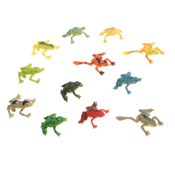 12Pcs Simulation Frogs Model Playthings Tropical Forest Frogs Toads Toys
