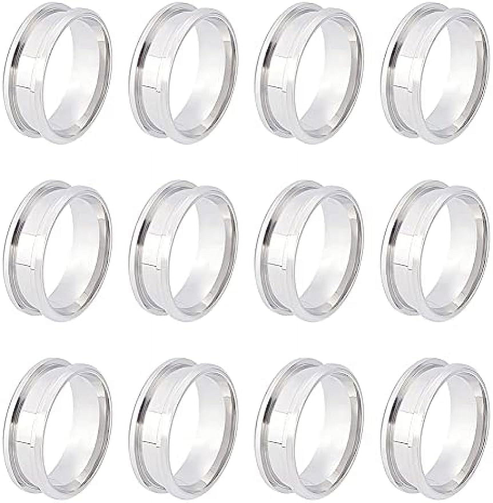 UNICRAFTALE Grooved Finger Ring Stainless Steel Ring Core Blank Metal Blank  Rings Wide Round DIY Finger Ring High Polished Metal Rings for Inlay Ring