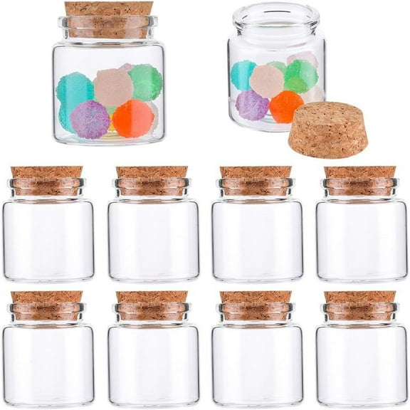 12Pcs Small Glass Bottles with Cork 50ml/1.7oz Clear Tiny Candy Jars with Cork Stoppers Vials lids Potion Bottles for Gift Favors Wedding DIY Decoration Crafts Party Sand Clear