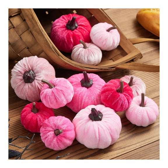 12Pcs Small Rustic Faux Velvet Pumpkins Decorative Pumpkins Foam Pumpkins for Fall Thanksgiving Halloween Table Centerpiece Decor