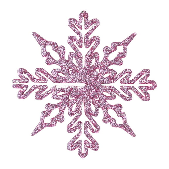 12Pcs Snowflakes Christmas Ornaments - 4'' Glittered Snowflakes Decorations Christmas Hanging Snowflake Decorations for Winter Christmas Tree Decorations Craft Snowflakes(Pink,3.9x3.9")