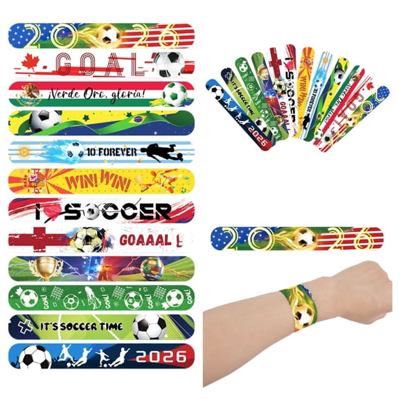 12Pcs Soccer Bracelets, Soccer Party Favors, Soccer Bracelet, Soccer Slap Bracelets Blank Snap Bracelets Slap Bands Wristbands Snap Bracelets for Birthday Halloween Thanksgiving Christmas Party, A