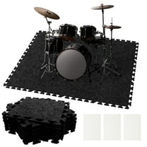 12Pcs Sound Absorbing Interlocking Floor Mats 11.8 x 11.8 x 0.4 inches Non Slip Soundproof Drum Rug Cuttable Felt Acoustic Pads for Piano Drum