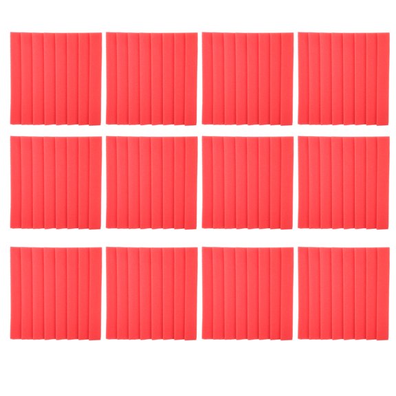 12Pcs SoundAbsorption Panels 8 Grooves Triangle Acoustic Foam Sound Proof Material(Rouge )