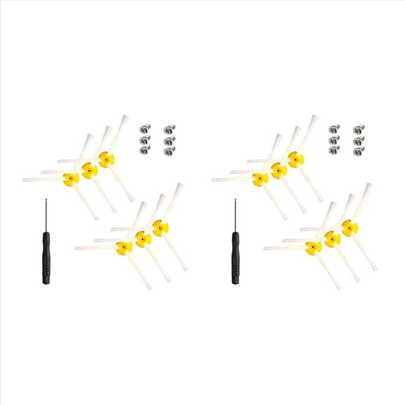 12Pcs Spare Side Brushes Spare Parts Brush for 500,600 and 700 Series - Includes Screws and Screwdriver,12 x side brush 12 x Screws 2 x Screwdriver