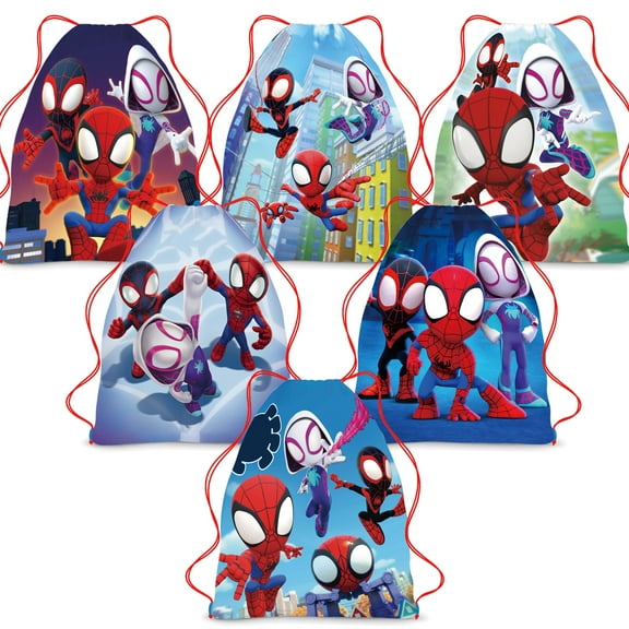 12Pcs Spidey and His Amazing Friends Candy Drawstring Bag Drawstring Goodie Favor Bags for Kids Birthday Party Decorations(10.6 x 13.3 Inch)