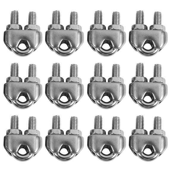 12Pcs Stainless Steel Cable Clip Saddle Clamp for Ropes 0.3cm 3mm Wire,12 pieces x wire rope clip,silver-colored