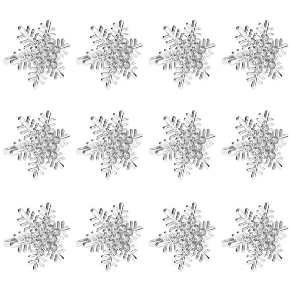 12Pcs Stainless Steel Christmas Snowflake Napkin Rings Napkin Ring Holder For Xmas Wedding Decor Kitchen Dining Bar