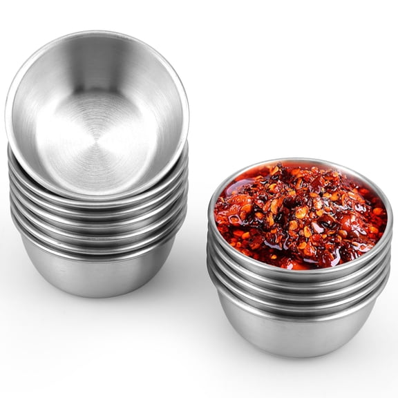 12Pcs Stainless Steel Dipping Sauce Cup,2oz Mini Dipping Condiment Cups Small Bowls, Reusable Metal Ramekins Salad Dressing Container for Ketchup Dressing, Home Party Restaurant Kitchen Use(Silver)