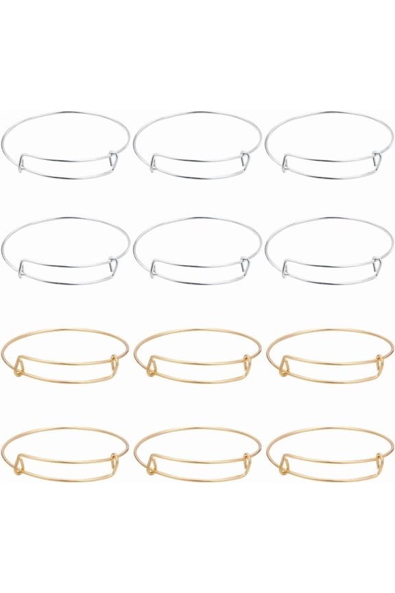12Pcs Stainless Steel Expandable Wire Bangle Wire Bracelet Bangles Set DIY