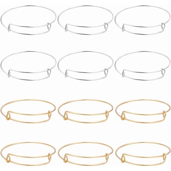 12Pcs Stainless Steel Expandable Wire Bangle Wire Bracelet Bangles Set for Jewelry Making DIY Gift Supplies Crafting Beginner Women Adult diy