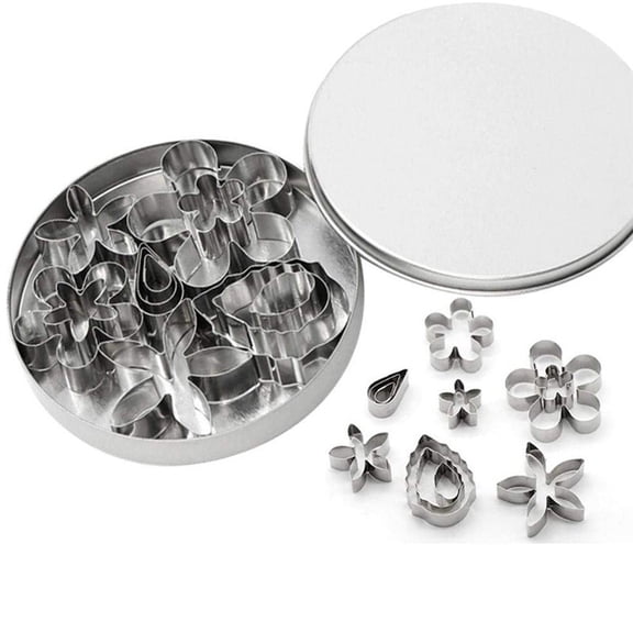 12Pcs Stainless Steel Small Flower Shape Cookie Molds Biscuit Cutter Perfect For Pastries And Cake Decorations Tool
