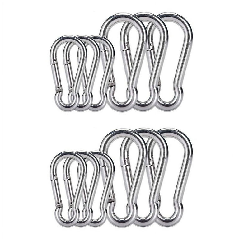 12Pcs Stainless Steel Spring Snap Hook Carabiner, Small Carabiner, Stainless  Steel Clips for Flags Climbing(M6 and M8) 