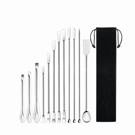 12Pcs Stainless Steels Lab Spoon Spatula Laboratory Sampling Spoon Mixing Spat Sets Working Scraper Laboratory Equipment,12 * Stainless Steels Lab Spoon Spatula,Silver