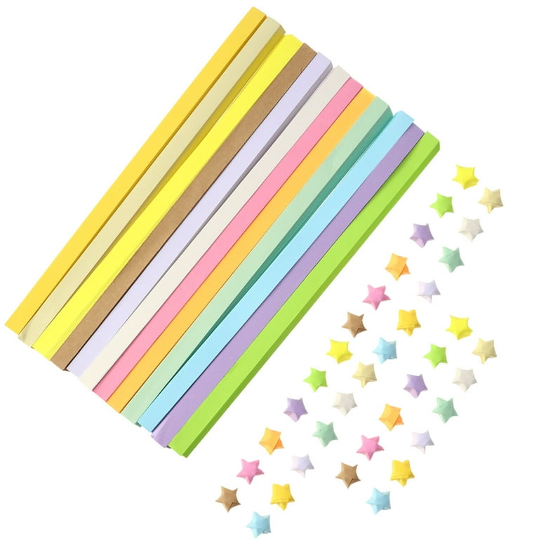 12pcs Star Origami Five Star Paper Star Origami Paper Strips Folding Star Paper for Girls, Size: 24X1cm