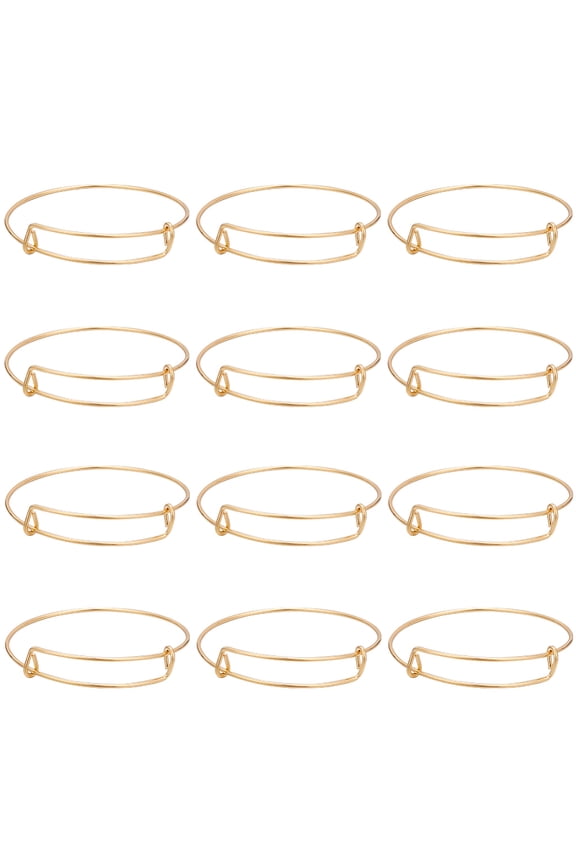 12Pcs Steel Adjustable Bangle Making Expandable Bangles Golden Inner Diameter: 2-1/8 inch(5.5~5.6cm)