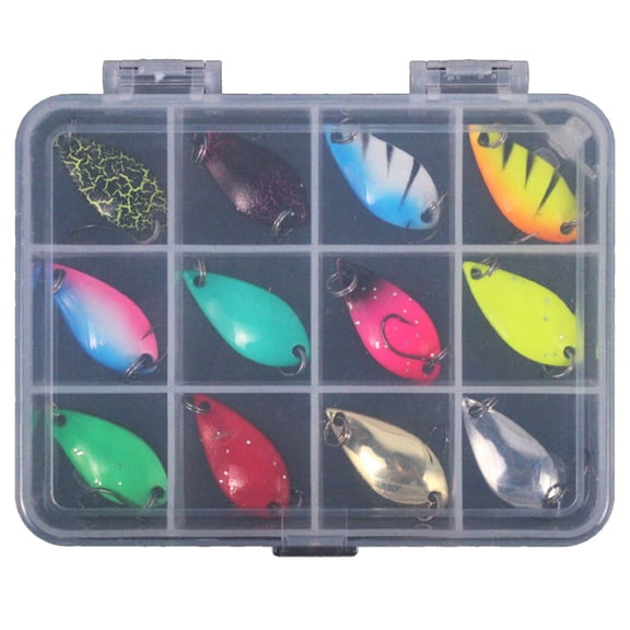 12Pcs Steel Single Hook Spinner Baits Sequins Lures Bass Spoon Fishing Spinner Swimbaits Set for Saltwater and Saltwater