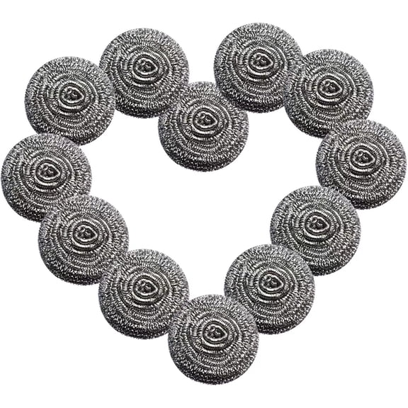 12Pcs Steel Wool Scrubber - Steel Wool for Cleaning Dish Pots Pans Grills Stainless Steel Scrubber for Kitchen Sinks Cleaning Steel Wool Pads Metal Scrubber