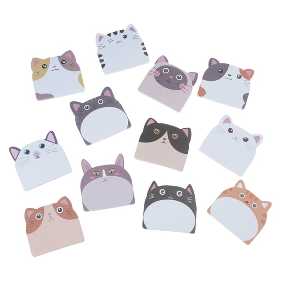 12Pcs Sticky Note Paper Cartoon Cats Note Paper Pocket Writing Pad Ashesive Memo Pad Unlined Note Paper 30 Sheets/Pad