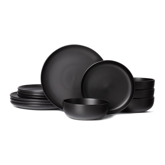 12Pcs Stoneware Dinner Plates Bowls Sets Microwave Dishwasher Safe Dinner Plates Bowls Set Stackable Matte Glaze Kitchenware