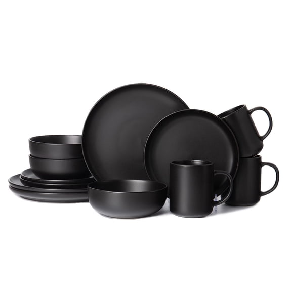 12Pcs Stoneware Dinnerware Sets with Mugs Microwave and Dishwasher Safe Stackable Matte Glaze Kitchenware