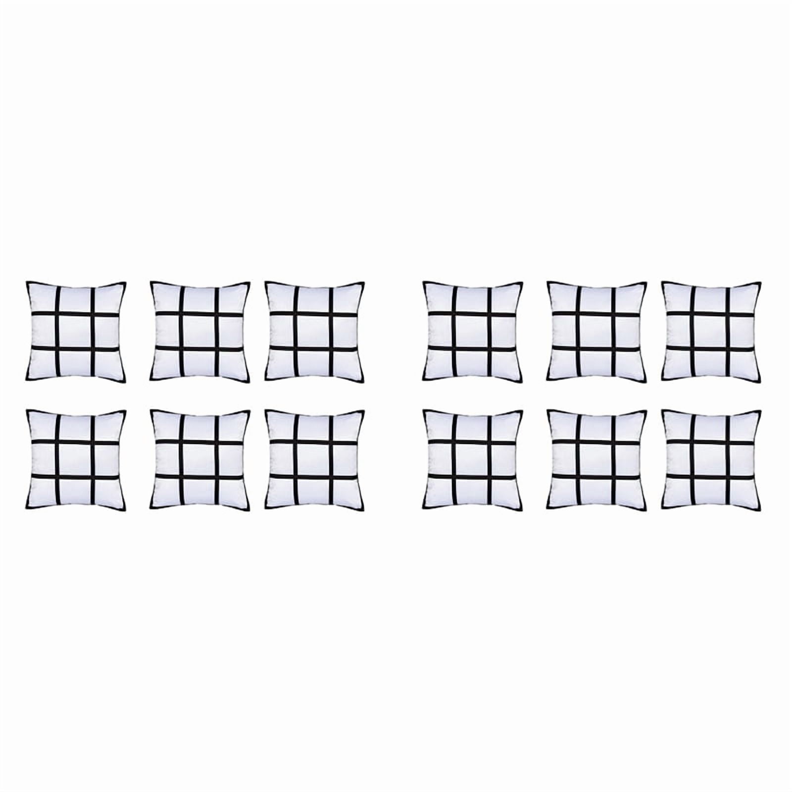12Pcs Sublimation Blank Panel Pillow Case DIY Polyester Cushion Cover 9 Photo Heat Transfer Printing Throw Pillowcase,S