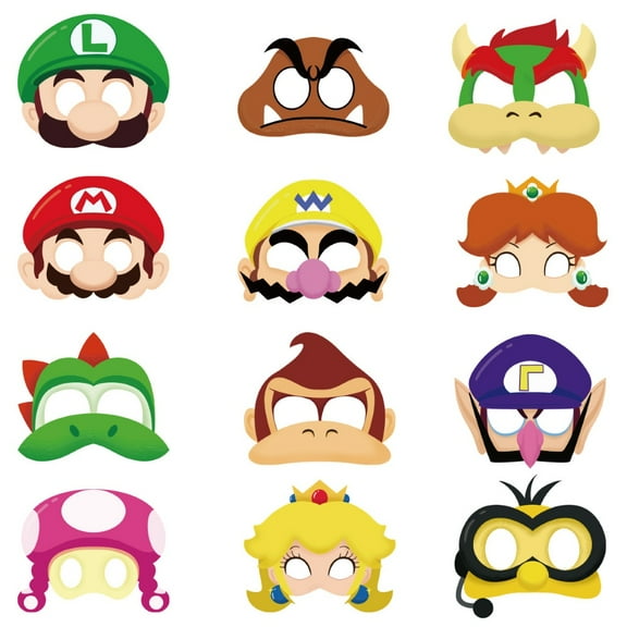 12Pcs Mario Themed Glasses, Party Supplies Photo Booth Prop Cartoon Character Cosplay Birthday Gift for Kids.