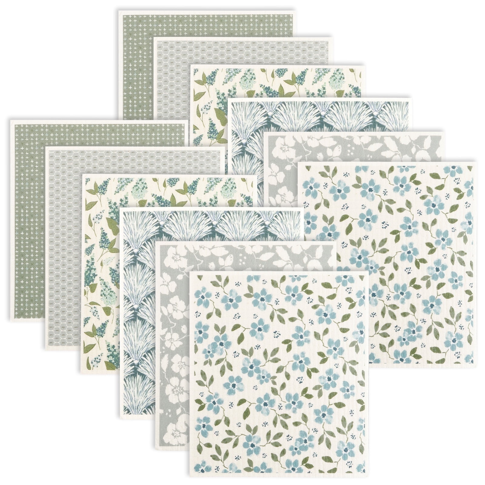 Hvxrjkn 12Pcs Swedish Dishcloths Reusable Kitchen Dish Towels Absorbent Dishcloths Washable Soft Cellulose Sponge Cloths 7.7 x 6.7in Kitchen Wash Rag for Washing Dishes