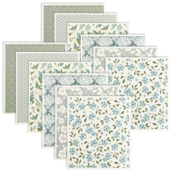 Hvxrjkn 12Pcs Swedish Dishcloths Reusable Kitchen Dish Towels Absorbent Dishcloths Washable Soft Cellulose Sponge Cloths 7.7 x 6.7in Kitchen Wash Rag for Washing Dishes