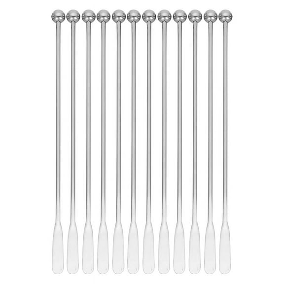 12Pcs Swizzle Sticks, Premium Stainless Steel Cocktail Beverage Drink Stirrer Stick, Reusable Stir Sticks for Bar,12 x Stirring rod,Silver
