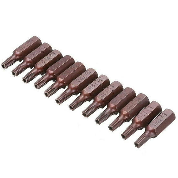 12Pcs T20 1/4 Hex Shank Magnetic Torx Security Screwdriver Bits With Hole 25mm