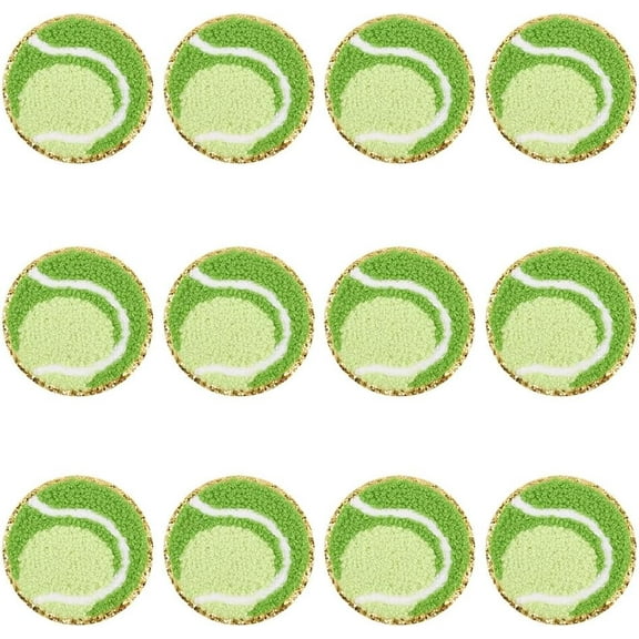12Pcs Tennis Patch Iron On Sports Patches Sew On Tennis Ball Embroidered Appliques Hot Melt Adhesive Cloth Appliques for DIY Backpack Bag Hat Jackets Unifor DIYm Leashes Pet Clothes Bicycles