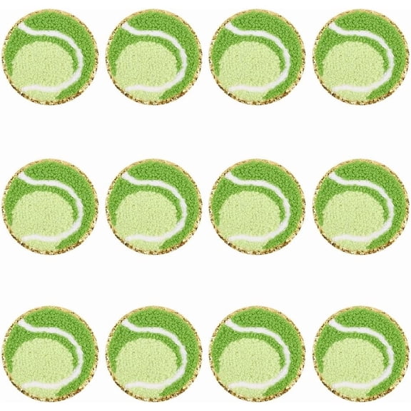 12Pcs Tennis Patch Iron On Sports Patches Sew On Tennis Ball Embroidered Appliques Hot Melt Adhesive Cloth Appliques for DIY Backpack Bag Hat Jackets Unifor DIYm Leashes Pet Clothes Bicycles