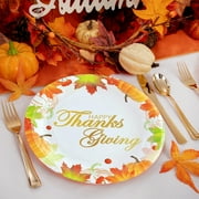 12Pcs Thanksgiving Day Fall Paper Plates Disposable 7inch Party Dessert Plates Supplies 4 Design Pumpkin Maple Leaf Dinnerware Kit for Autumn Halloween Harvest Party Decorations