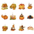thumbnail image 1 of 12Pcs Thanksgiving Fall Tree Decorations, Paper Hanging Ornaments With Ropes And Top Holes For Easy Hanging, 12 Unique Designs Like Pumpkin Maple Leaf House Squirrel Turkey For, 1 of 7