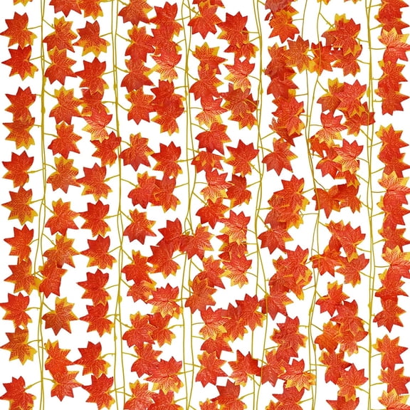 12Pcs Thanksgiving Maple Leaf Garland, Asisol 7.5ft Artificial Maple Leaves Fall Foliage Hanging Vines Garland for Thanksgiving Home Fireplace Garden Party Decor